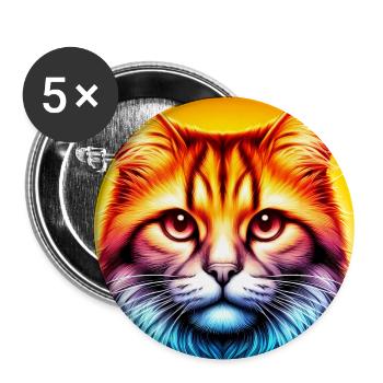 Katze - Buttons groß 56 mm (5er Pack) - Weiß - Vorne
