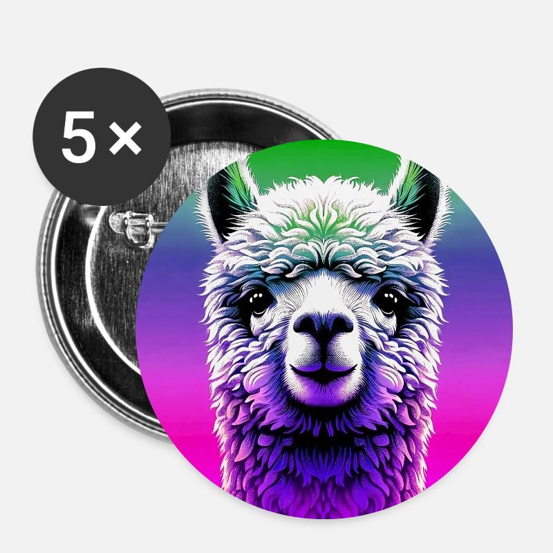 Alpaka - Buttons groß 56 mm (5er Pack) - Weiß