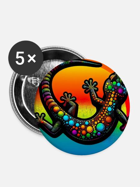 Gecko - Buttons groß 56 mm (5er Pack) - Weiß