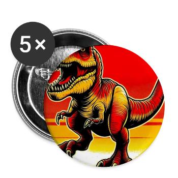 dinosaure - Lot de 5 grands badges (56 mm) - blanc - Devant