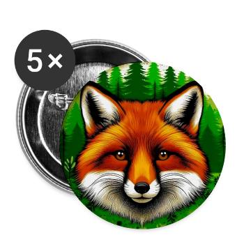 Fuchs - Buttons groß 56 mm (5er Pack) - Weiß - Vorne