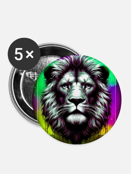 Löwe - Buttons groß 56 mm (5er Pack) - Weiß