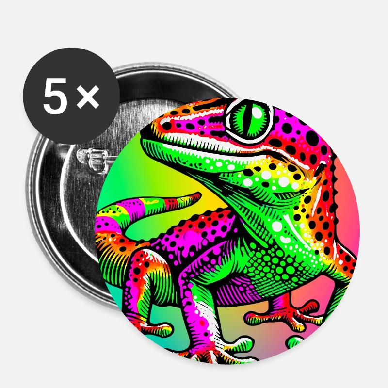 Gecko - Buttons groß 56 mm (5er Pack) - Weiß