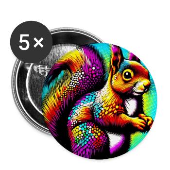 Eichhörnchen - Buttons groß 56 mm (5er Pack) - Weiß - Vorne