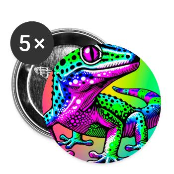 Gecko - Lot de 5 grands badges (56 mm) - blanc - Devant