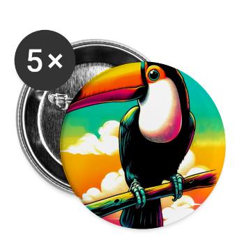 toucan - Lot de 5 grands badges (56 mm) - blanc - Devant