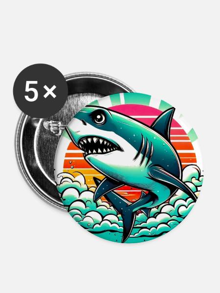 Hai - Buttons groß 56 mm (5er Pack) - Weiß