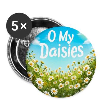 O My Daisies Field Print - Buttons large 2.2''/56 mm (5-pack) - white - Front