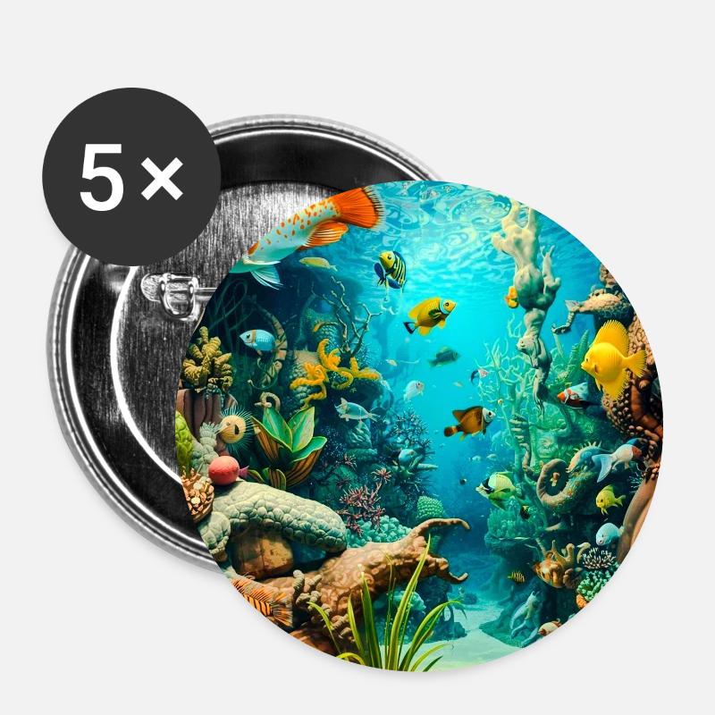 Underwater Coral-Rich Adventure - Buttons large 2.2''/56 mm (5-pack) - white