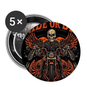 Ride or Die Skull Rider - Buttons groß 56 mm (5er Pack) - Weiß - Vorne