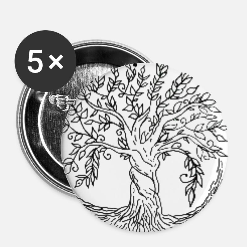 Baum des Lebens - Buttons groß 56 mm (5er Pack) - Weiß