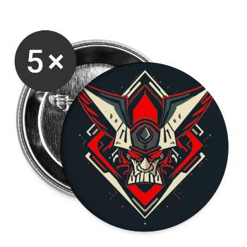 Schädel-Krieger-Emblem - Buttons groß 56 mm (5er Pack) - Weiß - Vorne