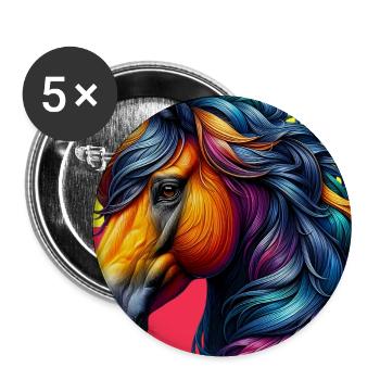 Pferd - Buttons groß 56 mm (5er Pack) - Weiß - Vorne