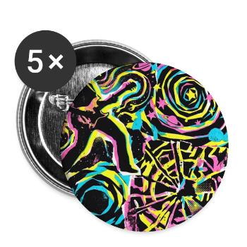Rock psychédélique - Lot de 5 grands badges (56 mm) - blanc - Devant
