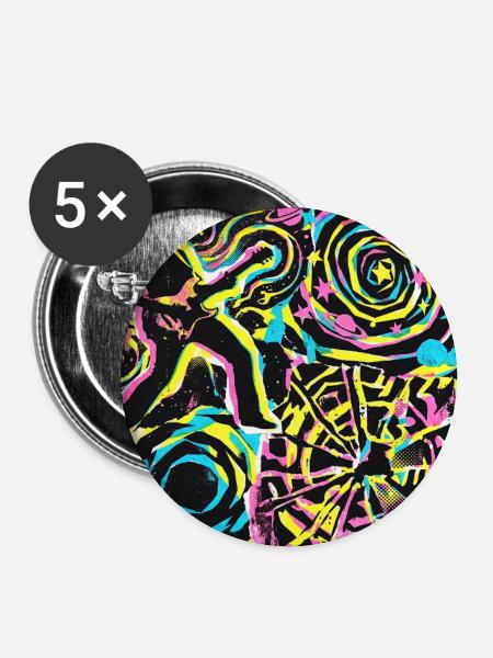 Psychedelic Rock - Buttons groß 56 mm (5er Pack) - Weiß
