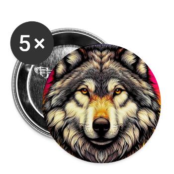 Wolf - Buttons large 2.2''/56 mm (5-pack) - white - Front