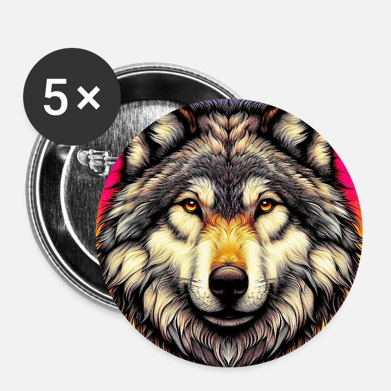 Wolf - Buttons large 2.2''/56 mm (5-pack) - white