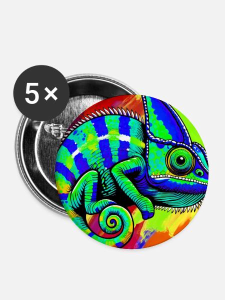 Chamäleon - Buttons groß 56 mm (5er Pack) - Weiß