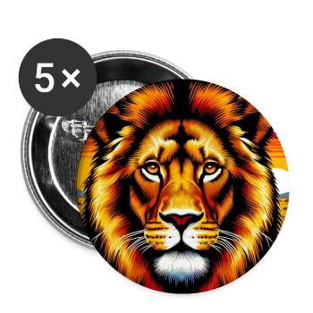 Löwe - Buttons groß 56 mm (5er Pack) - Weiß - Vorne