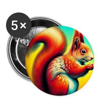 Eichhörnchen - Buttons groß 56 mm (5er Pack) - Weiß - Vorne