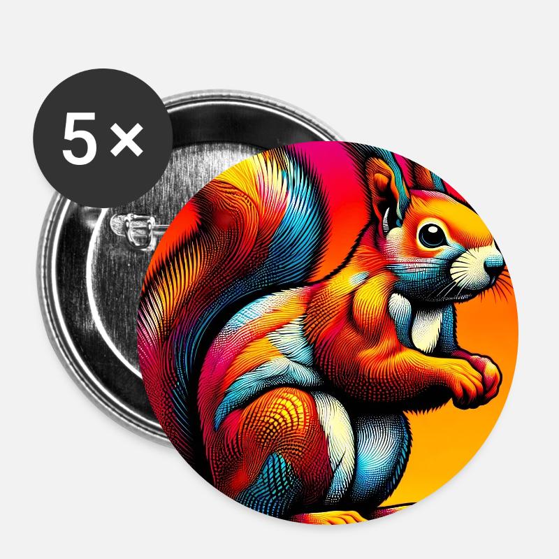 Eichhörnchen - Buttons groß 56 mm (5er Pack) - Weiß