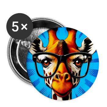 girafe - Lot de 5 grands badges (56 mm) - blanc - Devant