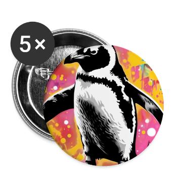 pingouin - Lot de 5 grands badges (56 mm) - blanc - Devant