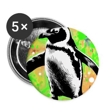 pingouin - Lot de 5 grands badges (56 mm) - blanc - Devant