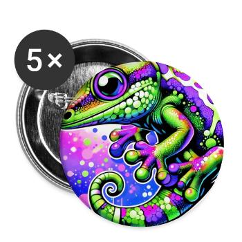 Gecko - Lot de 5 grands badges (56 mm) - blanc - Devant