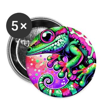 Gecko - Lot de 5 grands badges (56 mm) - blanc - Devant