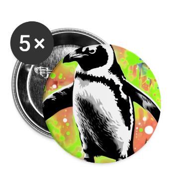 pingouin - Lot de 5 grands badges (56 mm) - blanc - Devant