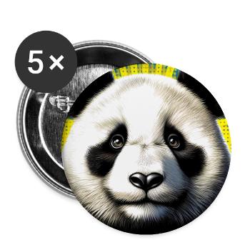panda - Lot de 5 grands badges (56 mm) - blanc - Devant