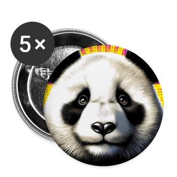 panda - Lot de 5 grands badges (56 mm) - blanc - Devant
