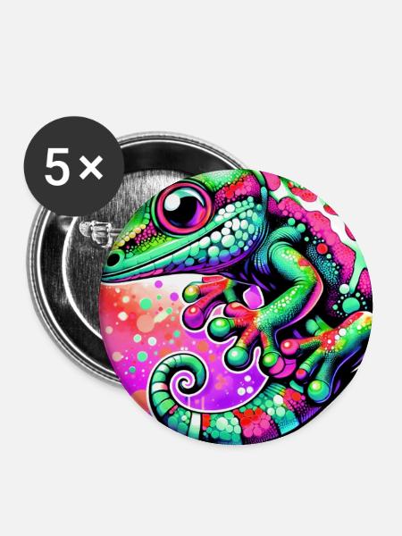 Gecko - Buttons groß 56 mm (5er Pack) - Weiß