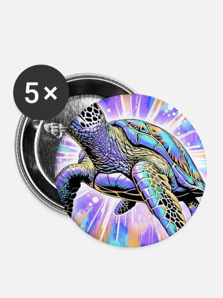 Schildkröte - Buttons groß 56 mm (5er Pack) - Weiß
