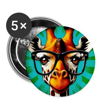girafe - Lot de 5 grands badges (56 mm) - blanc - Devant