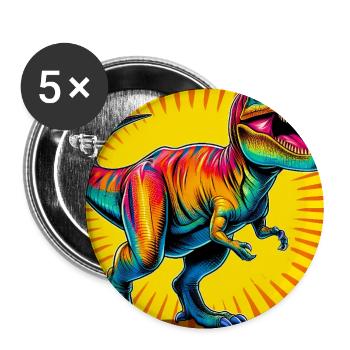 Dinosaurier - Buttons groß 56 mm (5er Pack) - Weiß - Vorne