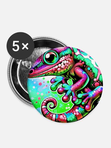 Gecko - Buttons groß 56 mm (5er Pack) - Weiß