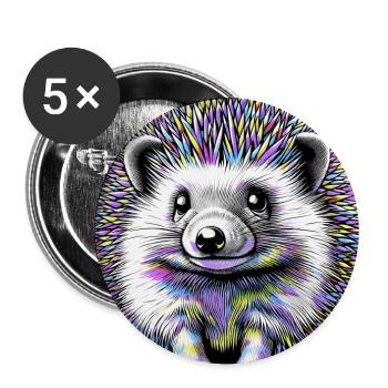 Igel - Buttons groß 56 mm (5er Pack) - Weiß - Vorne