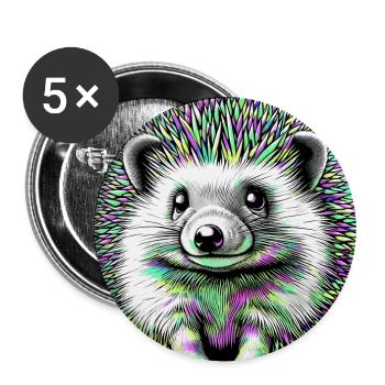 Igel - Buttons groß 56 mm (5er Pack) - Weiß - Vorne