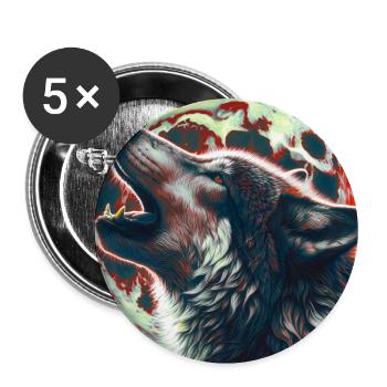 Le loup hurle à la pleine lune - Lot de 5 grands badges (56 mm) - blanc - Devant