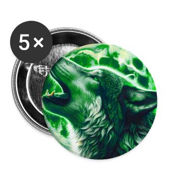 Wolf heult zum Vollmond - Buttons groß 56 mm (5er Pack) - Weiß - Vorne