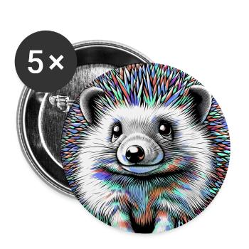 Igel - Buttons groß 56 mm (5er Pack) - Weiß - Vorne