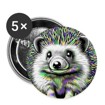 Igel - Buttons groß 56 mm (5er Pack) - Weiß - Vorne