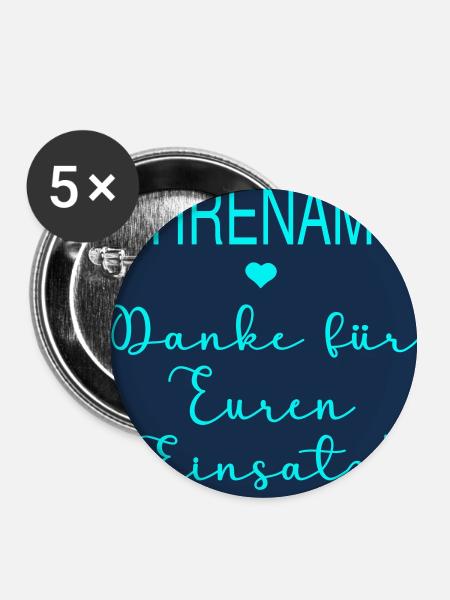 Team Einsatz Ehrenamt Danke - Buttons groß 56 mm (5er Pack) - Weiß