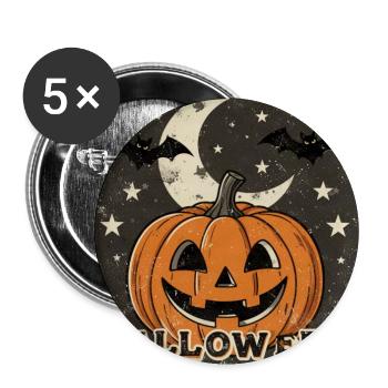 Vintage Halloween – Retro Kürbis Spooky Design - Buttons groß 56 mm (5er Pack) - Weiß - Vorne