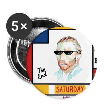 Retro-Mondrian-Porträt Samstag - Buttons groß 56 mm (5er Pack) - Weiß - Vorne