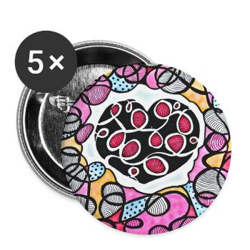 Auffällige rosa Herzen - Buttons groß 56 mm (5er Pack) - Weiß - Vorne
