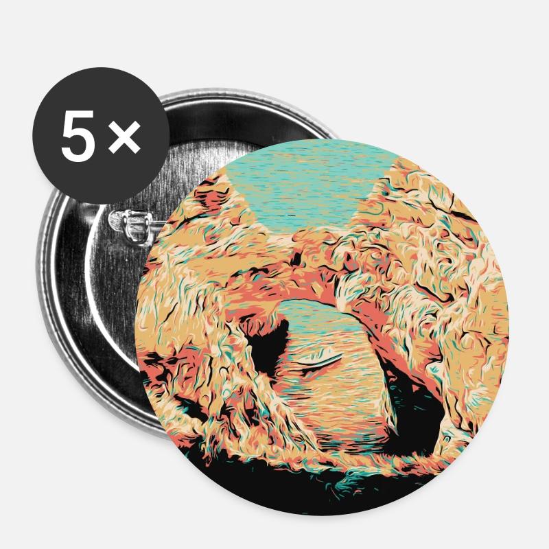 Emblematic cliffs of the Algarve: Original view - Buttons large 2.2''/56 mm (5-pack) - white
