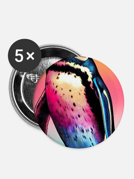 Pinguin - Buttons groß 56 mm (5er Pack) - Weiß